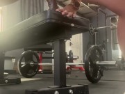 Horny fit gym babe makes you watch her public pussy dildo ride and squirt