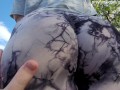 PAWG Stepsister lets Me Touch Her Big Ass in Tight Leggings Public