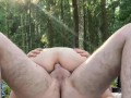 European blonde rides cock with her ass in the forrest