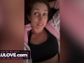 Big boobs babe giving dick ratings, pulling panties up in cameltoe wedgie, prepping for storm, cumshot on ass - Lelu Love