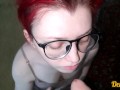 compilation of cum on the face of a cute schoolgirl in glasses with colored hair