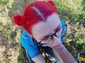 compilation of cum on the face of a cute schoolgirl in glasses with colored hair