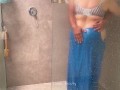 Beautiful Indian Couple - Hot Desi Wife in Saree Making Love in Shower - Saree Sex in Bathroom