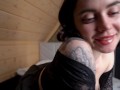 Nikky with huge juicy tits shows what she has under her dress and takes cock in her wet pussy
