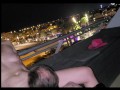 Cap d Agde. Couple fucking in public on the balcony. Cumplay.