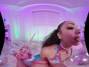 Sexy ebony Cali Caliente deepthroat big cock POV