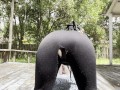 Making my pussy cream in the backyard