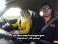 Fake Driving School - Hot Briitsh blonde with large tits sex in a car