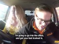 Fake Driving School - Hot Briitsh blonde with large tits sex in a car