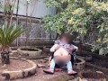 Public garden Sex Girlfriend with boyfriend blowjob and fucking without condom
