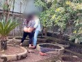 Public garden Sex Girlfriend with boyfriend blowjob and fucking without condom