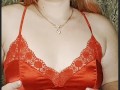 redheaded sexy girl in red clothes