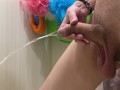 I pee in the bathtub with an uncut dick with big balls