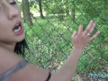 Public Agent - Brunette woman with nice natural tits get cum all over her ass and a spray on her shoes