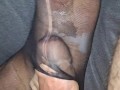 I fuck my nylon feet and cum between my feet and nylon