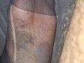 I fuck my nylon feet and cum between my feet and nylon