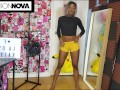 Lil slut GRWM Dance twerk with young ebony in short shorts try on haul