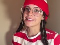 Busty brunette Waldo bounces on it after you find her lonely and feral