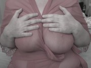 I apply cream to my big, saggy, natural, soft tits.