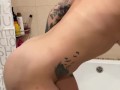 Anal handjob in the bath while my stepbrother prepares his cock