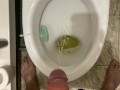 Morning pissing in the toilet with an uncircumcised penis, view from the eyes