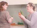 Veggies In Her Twat! Charlie Forde & Emberly Adams Had Fun In The Kitchen!