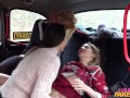 Female Fake Taxi - Three beautiful babes use sex toys in a taxi