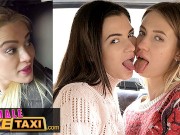 Female Fake Taxi - Three beautiful babes use sex toys in a taxi