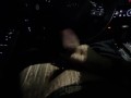 Sneaky masturbation in public *rain and music* messy cumshot in car