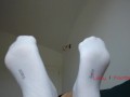 Mistress shows and orders to smell her feet in white socks, foot worship POV
