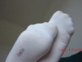 Mistress shows and orders to smell her feet in white socks, foot worship POV