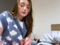 Brit Teen Olivia Gives an Oily Handjob