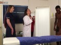 CFNM British nurses give 3way BJ for BBC