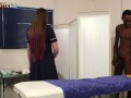 CFNM British nurses give 3way BJ for BBC