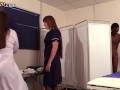 CFNM British nurses give 3way BJ for BBC