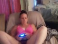 Caught filming up friends mini dress to see her black panties while she playing video games (part 1)