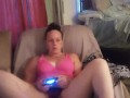 Caught filming up friends mini dress to see her black panties while she playing video games (part 1)