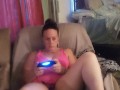 Caught filming up friends mini dress to see her black panties while she playing video games (part 1)