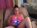 Caught filming up friends mini dress to see her black panties while she playing video games (part 1)
