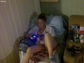 Pretty busty girl in her unbutton base ball jersey showing off bra and panties and smoking and games