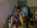 Pretty busty girl in her unbutton base ball jersey showing off bra and panties and smoking and games