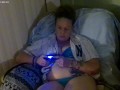 Pretty busty girl in her unbutton base ball jersey showing off bra and panties, feet and cleavage