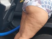 Bbw vacuum at car wash while flashing ass to strangers