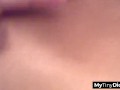 A tiny dick loser enjoys a POV-style blowjob from his horny girl friend