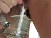 Pissing in glass