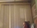 Nasty roommate masturbating to pretty busty girl in bra and panties while she is playing video games