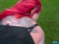 Public Agent - big tits goth girl wife going through divorce lets a stranger cum inside her outside