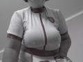 Huge natural saggy tits of a mature bbw milf nurse.