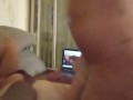 Muscle Daddy Rides Girl's Pussy and They Both Moan Loud and Explode Together (Cum On my Tits Daddy)