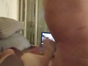 Muscle Daddy Rides Girl's Pussy and They Both Moan Loud and Explode Together (Cum On my Tits Daddy)